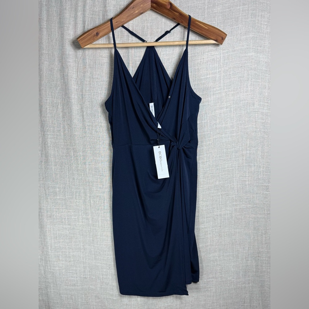 🆕 BCBGeneration Navy V-Neck Twist-Front Mini Dress - Picture 5 of 13